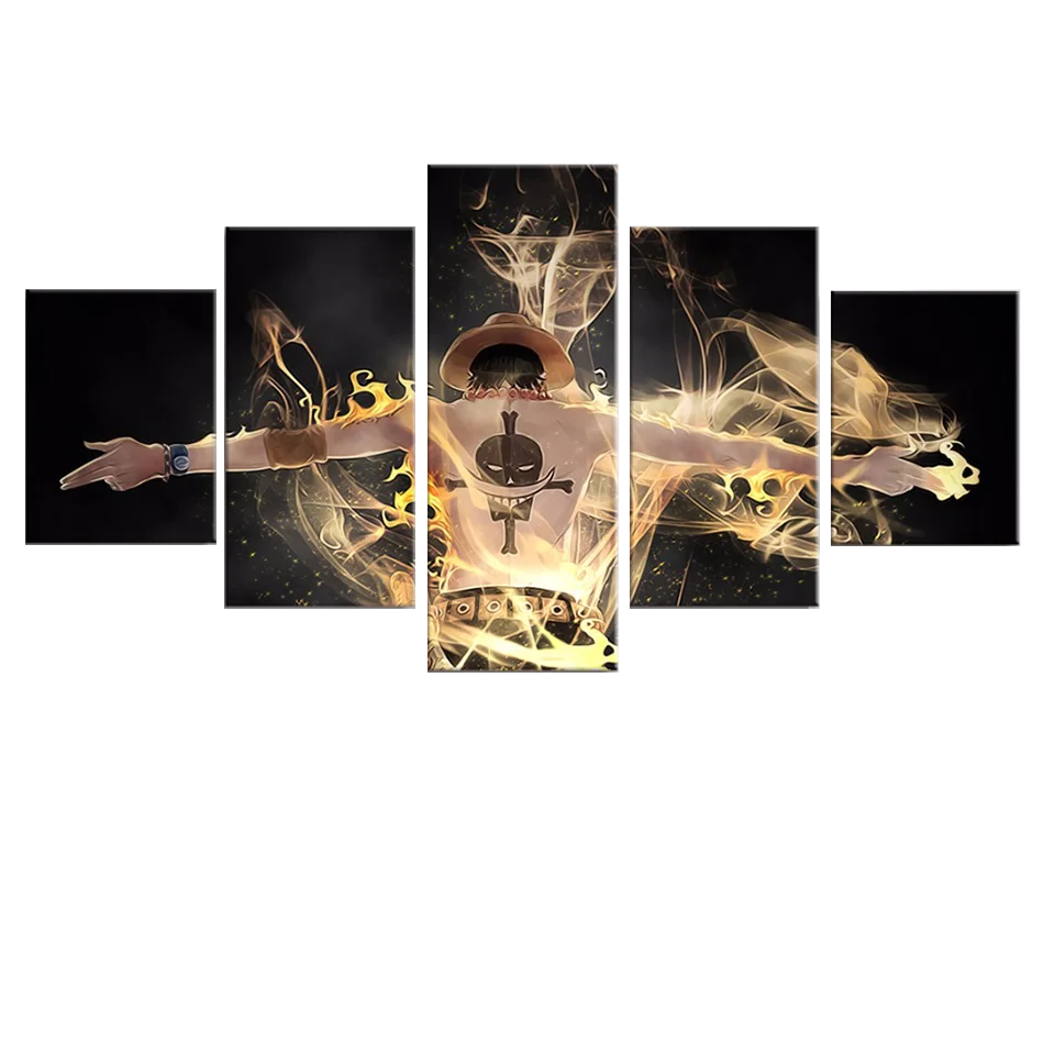 Tableau One Piece - Ace - 5 pièces