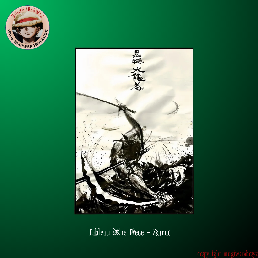 Tableaux One Piece - Black and white - Roronoa Zoro