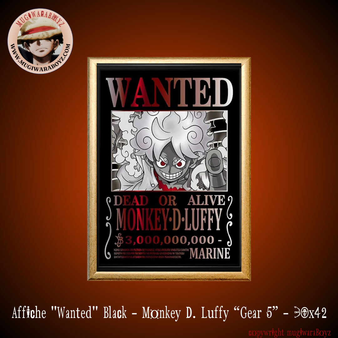 Poster "Wanted" Black - Monkey D. Luffy "Gear 5"