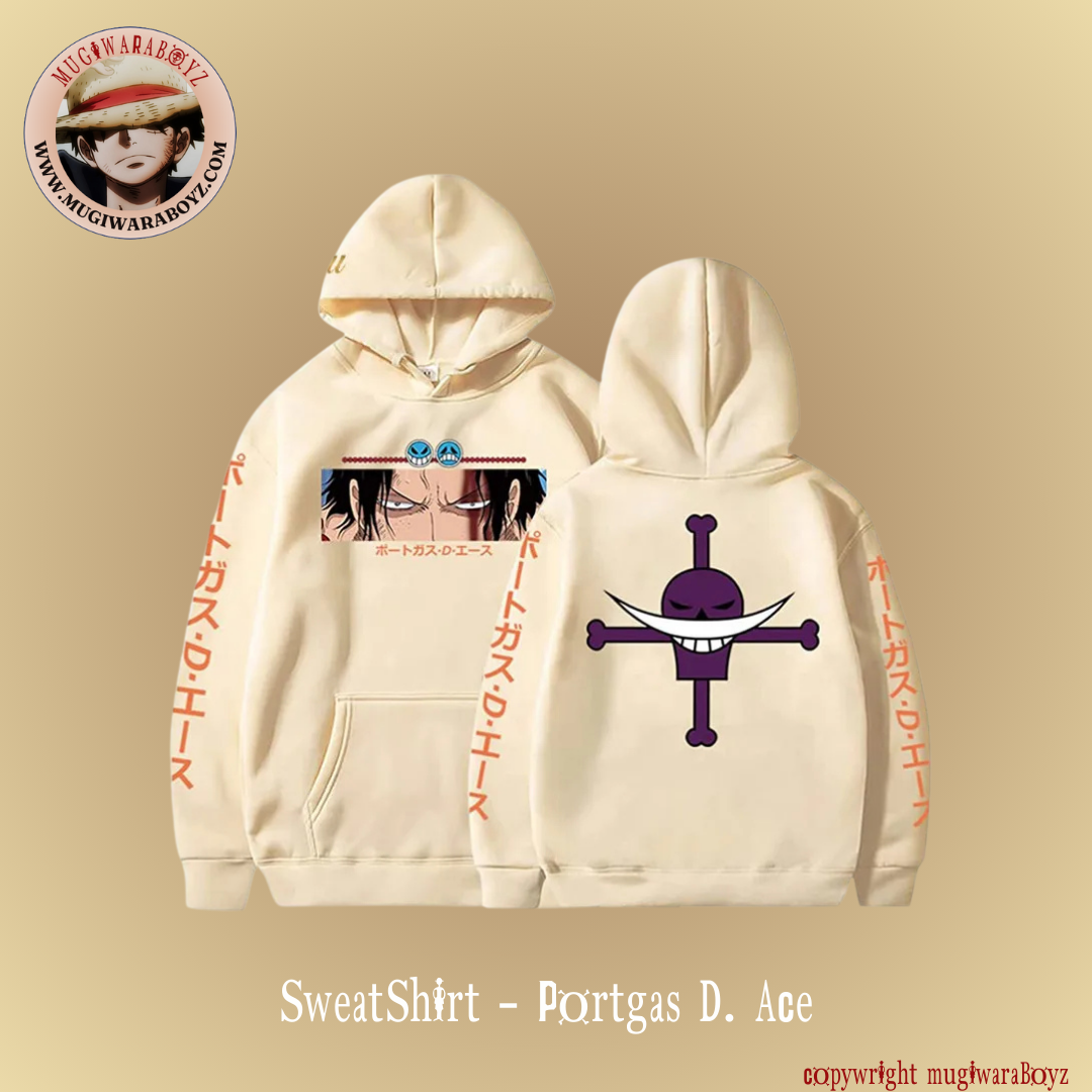 Sweatshirt One Piece - Portgas D. Ace - Beige
