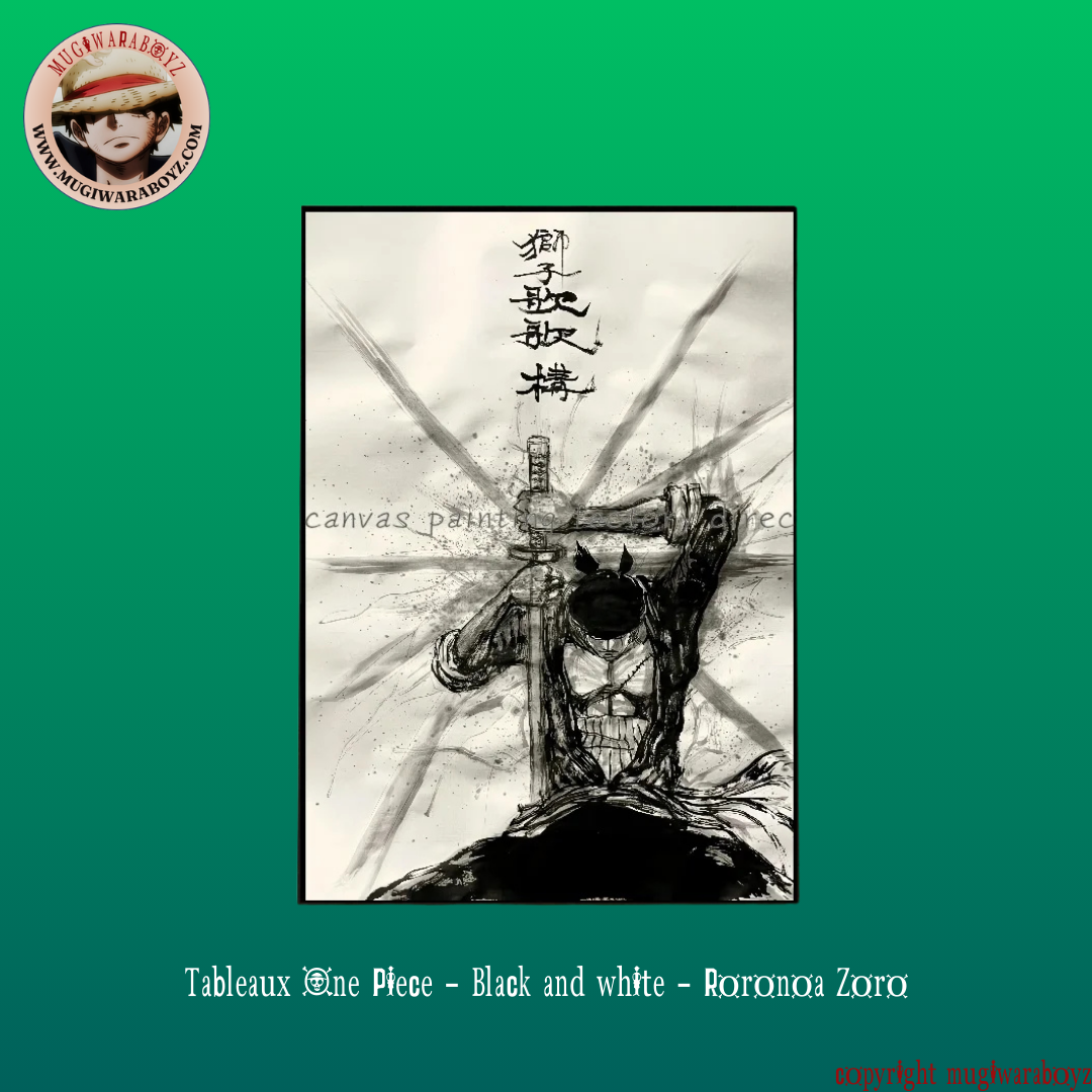 Tableaux One Piece - Black and white - Roronoa Zoro