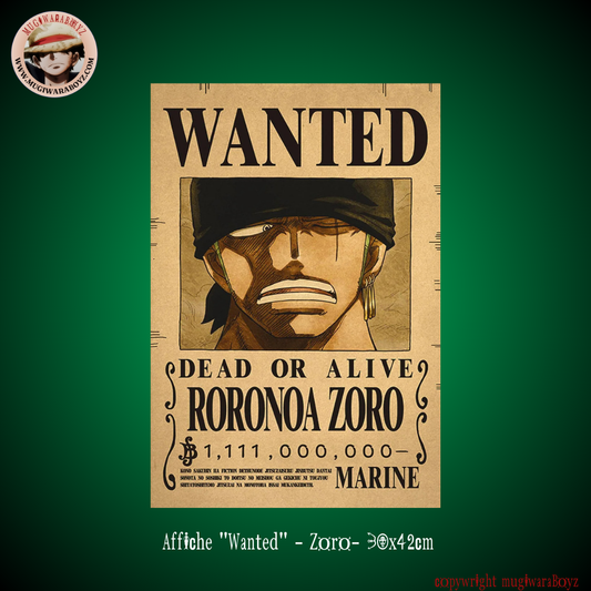 Affiche "Wanted" - Zoro
