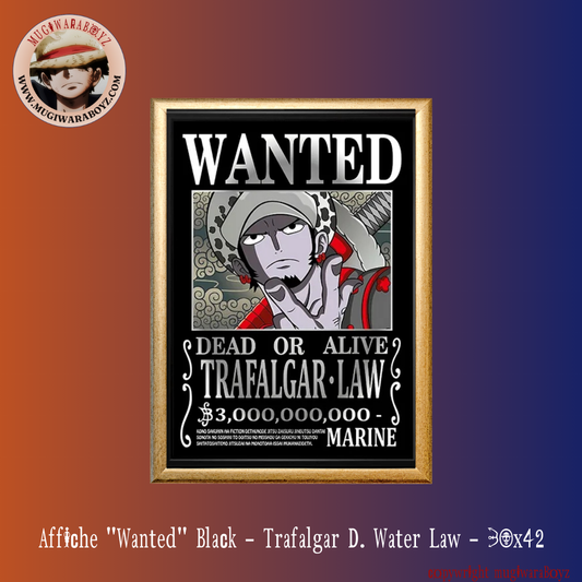 Poster "Wanted" Black - Trafalgar D. Water Law