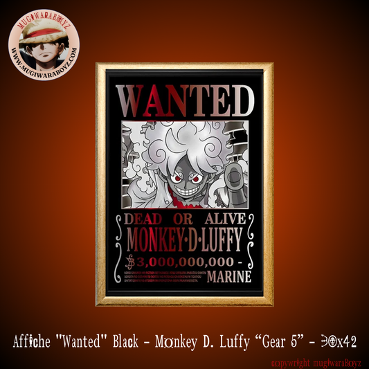 one piece luffy gear 5 poster Poster "Wanted" Black